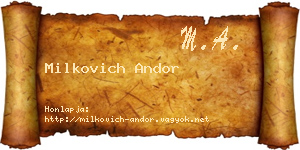 Milkovich Andor névjegykártya